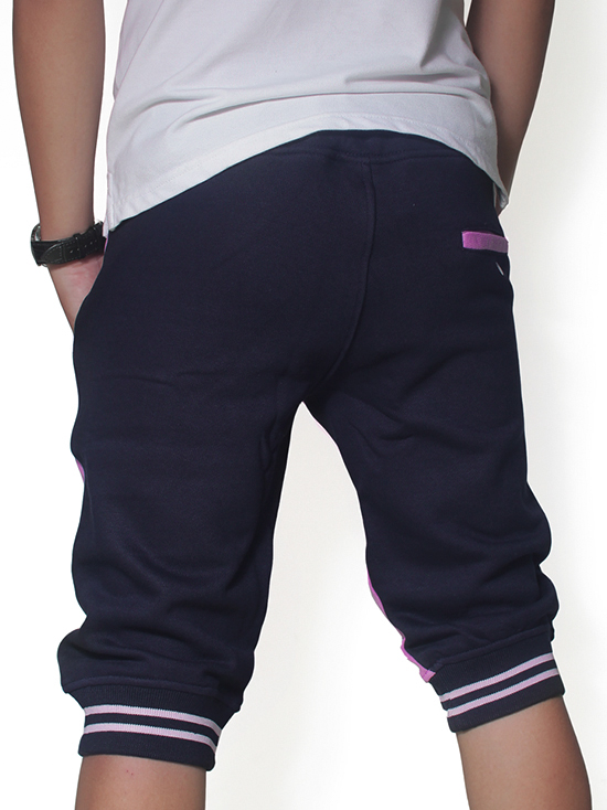 Quần short thun hồng phối xanh đen qs42 - 2
