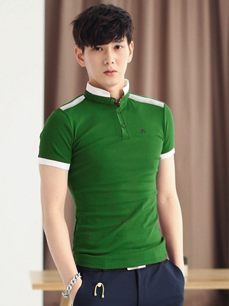 Áo thun có cổ xanh lá cây at551 - 1