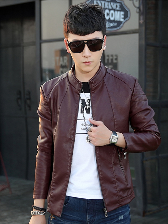 Áo khoác da đỏ mận ak161 - 1