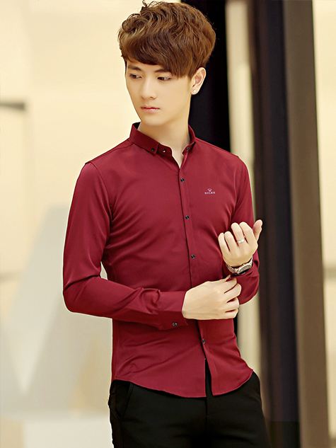 Áo sơ mi hàn quốc đỏ đô asm687 - 1