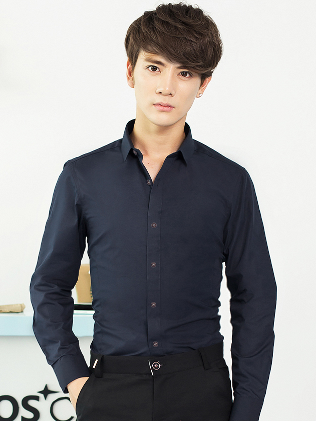 Áo sơ mi hàn quốc xanh đen asm709 - 1