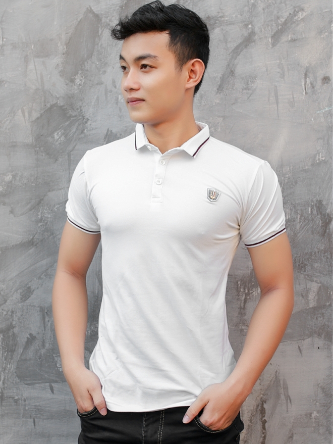 Áo thun cá sấu trắng kem at578 - 1