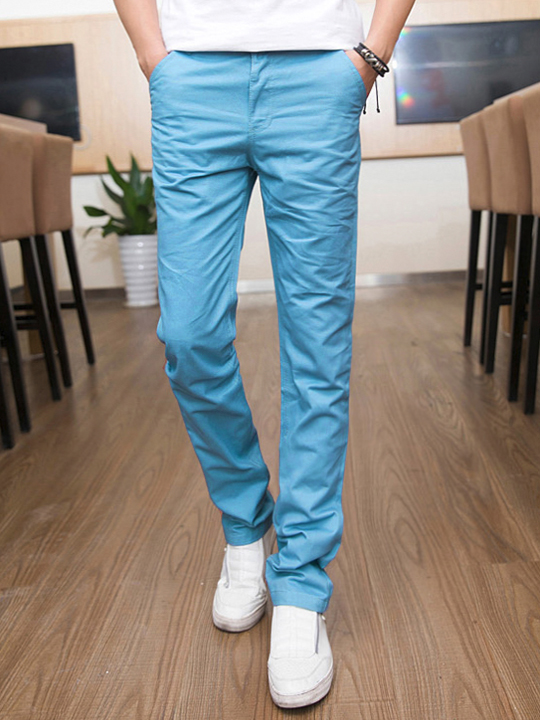 Quần kaki hàn quốc xanh da trời qk140 - 1