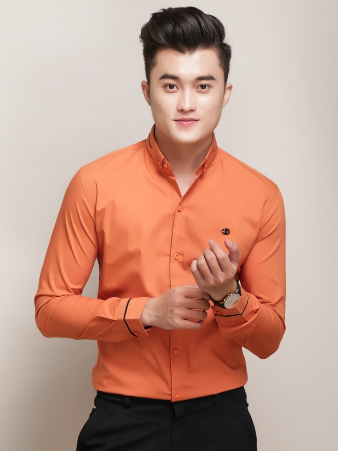 Áo sơ mi hàn quốc cam asm775 - 3