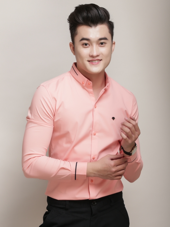 Áo sơ mi hàn quốc hồng asm775 - 1