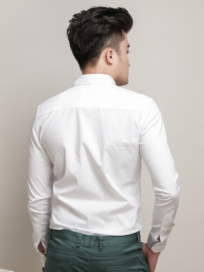 Áo sơ mi hàn quốc trắng kem trơn asm788 - 3