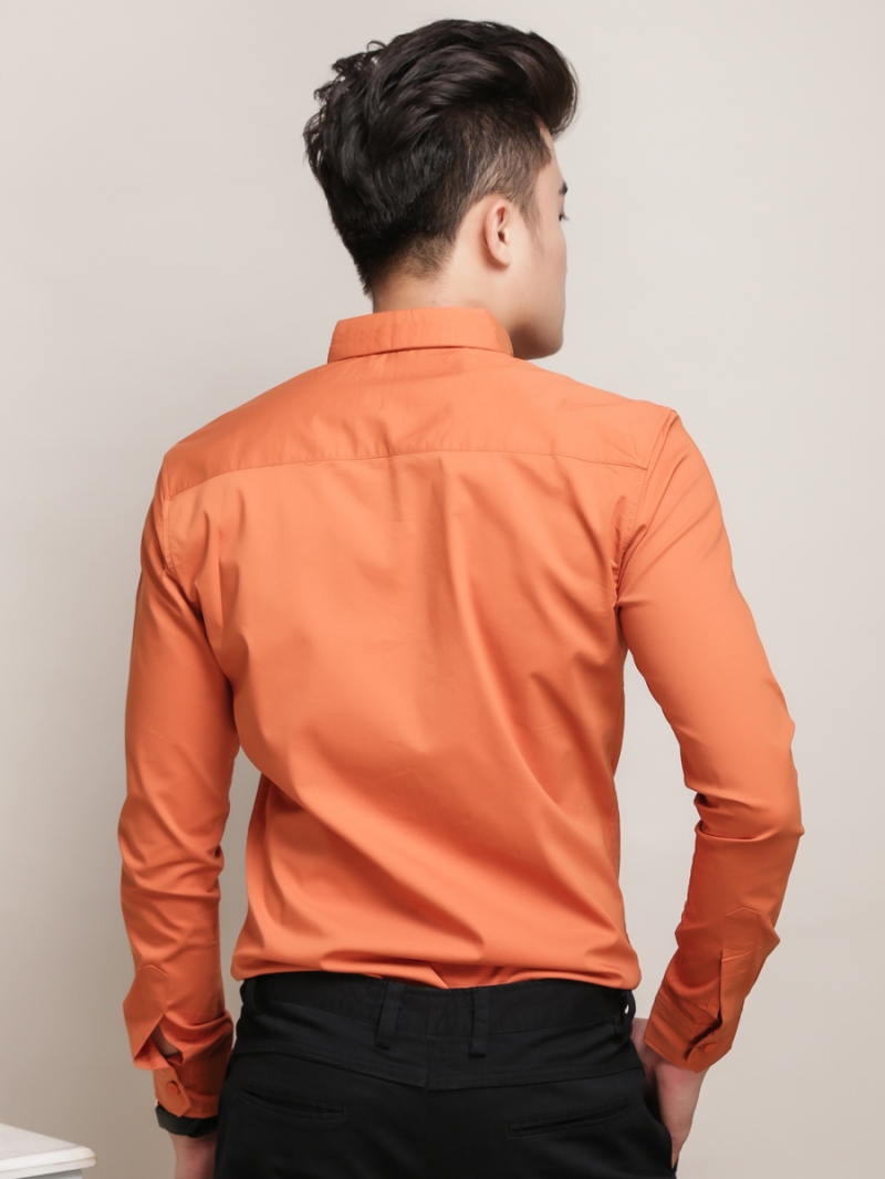 Áo sơ mi hàn quốc cam trơn asm788 - 2