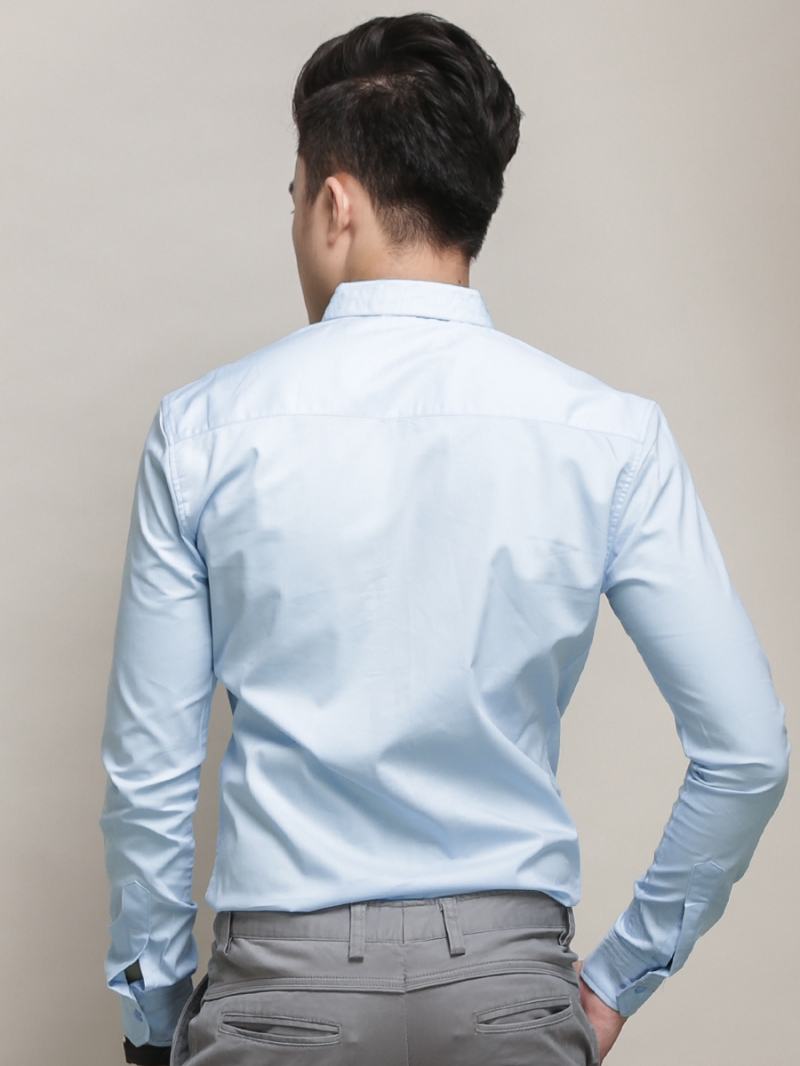 Áo sơ mi hàn quốc xanh da trời trơn asm788 - 2