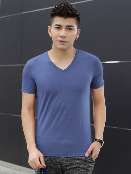 Áo thun cổ tim xanh at604 - 1