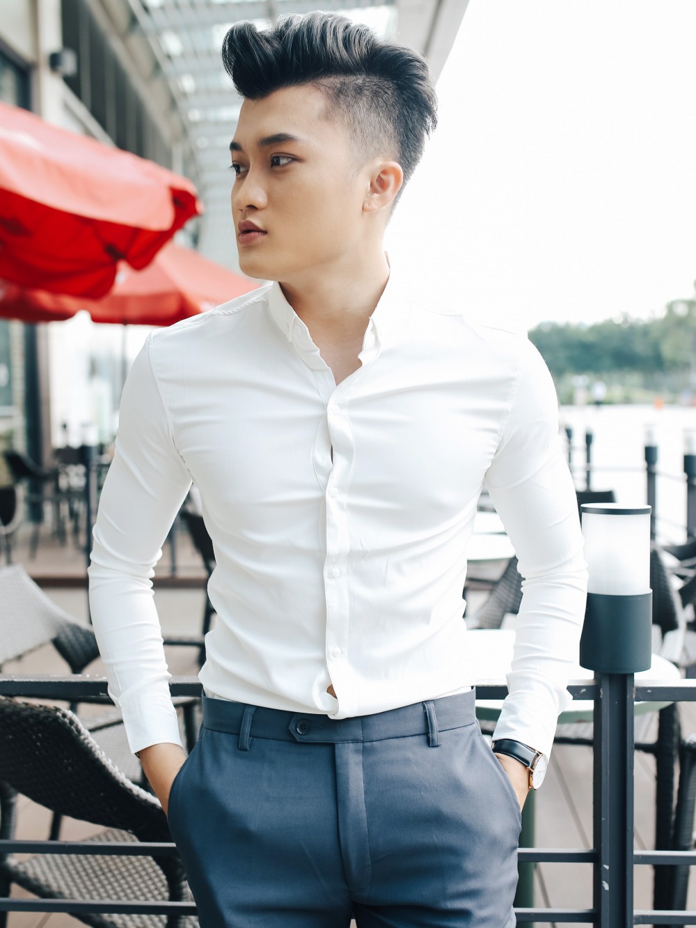 Áo sơ mi hàn quốc trắng trơn asm790 - 2