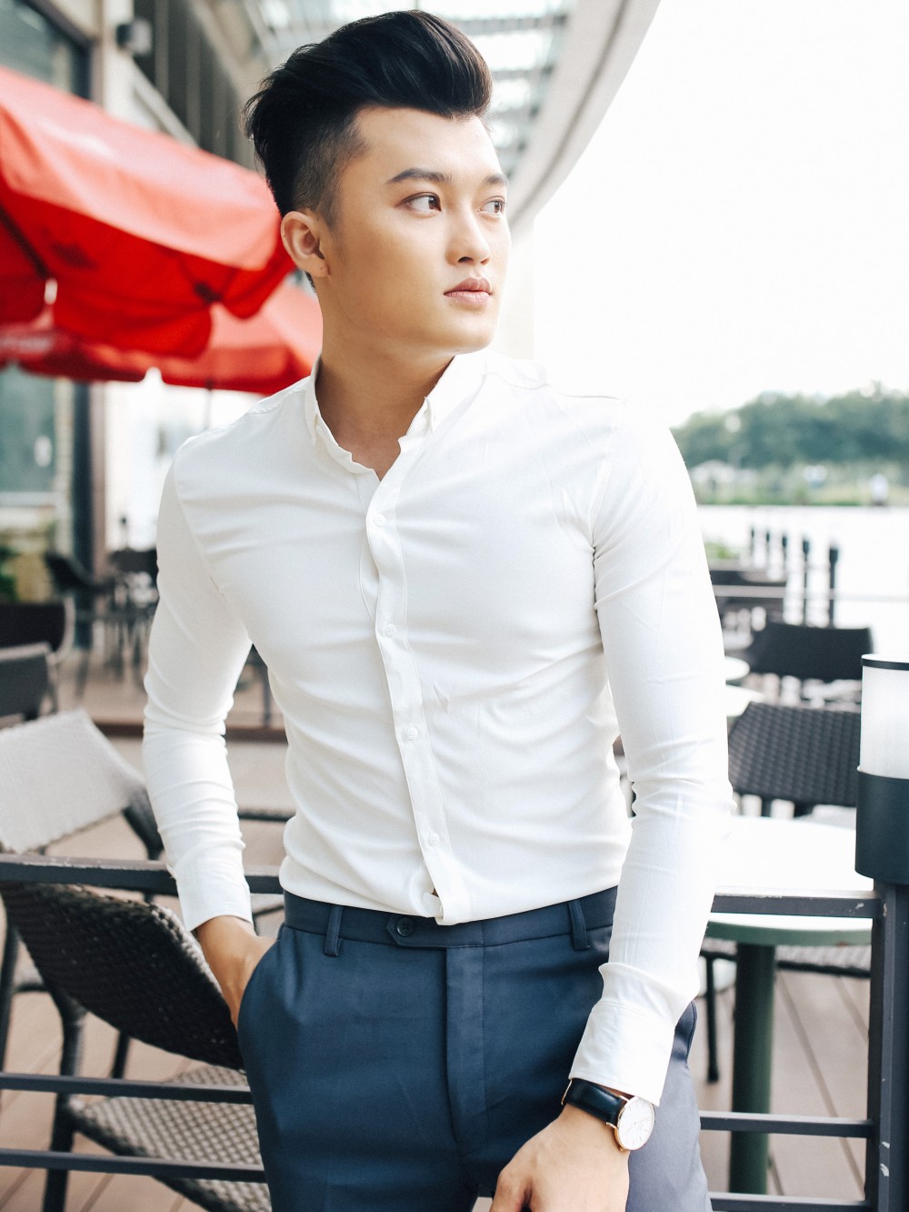 Áo sơ mi hàn quốc trắng trơn asm790 - 1
