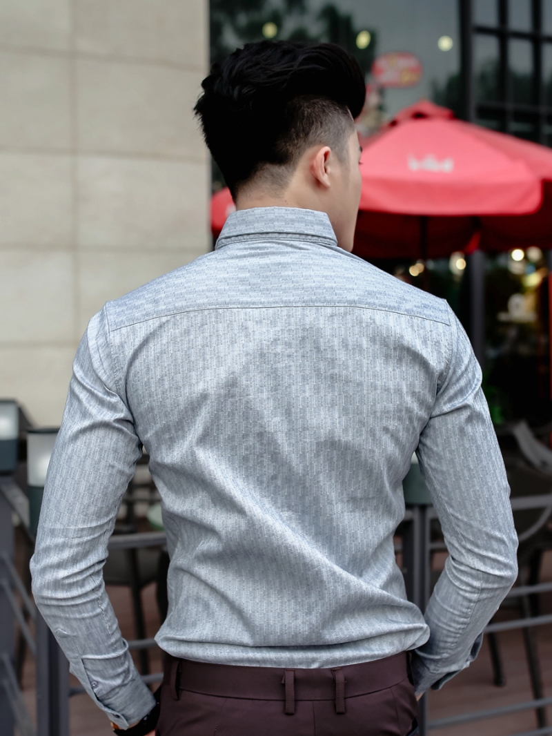 Áo sơ mi họa tiết xám asm796 - 3