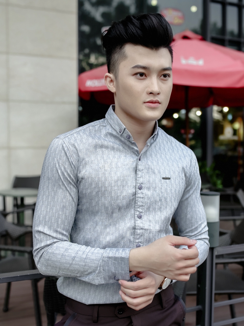 Áo sơ mi họa tiết xám asm796 - 2