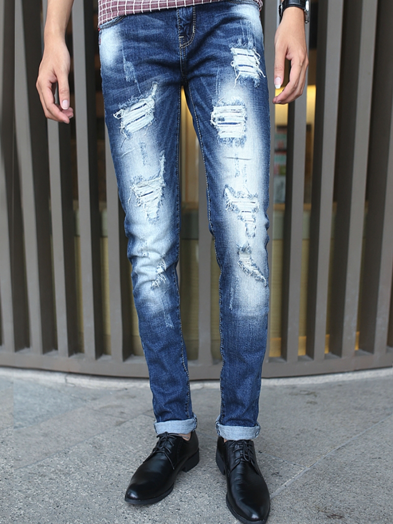 Quần jean skinny rách xanh dương qj1379 - 1