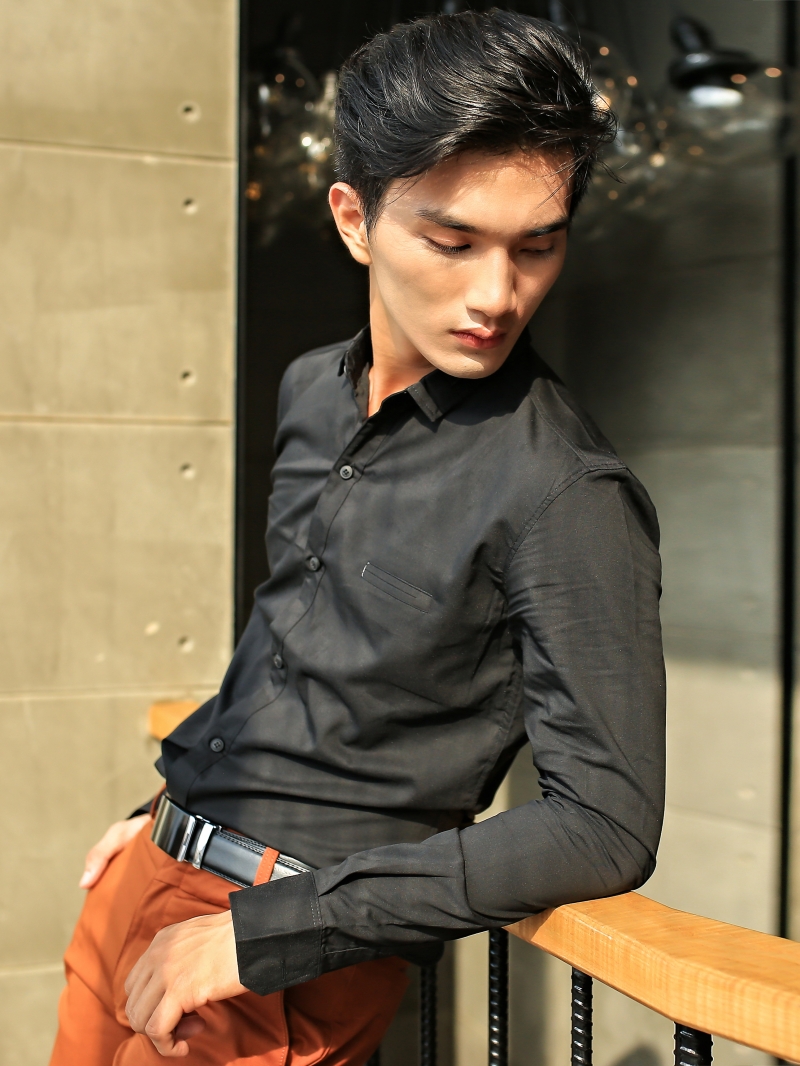 Áo sơ mi đen asm803 - 2