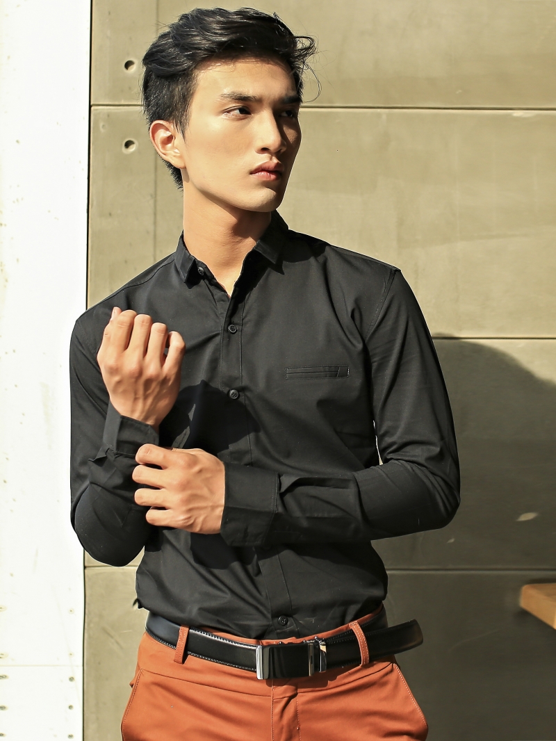Áo sơ mi đen asm803 - 1
