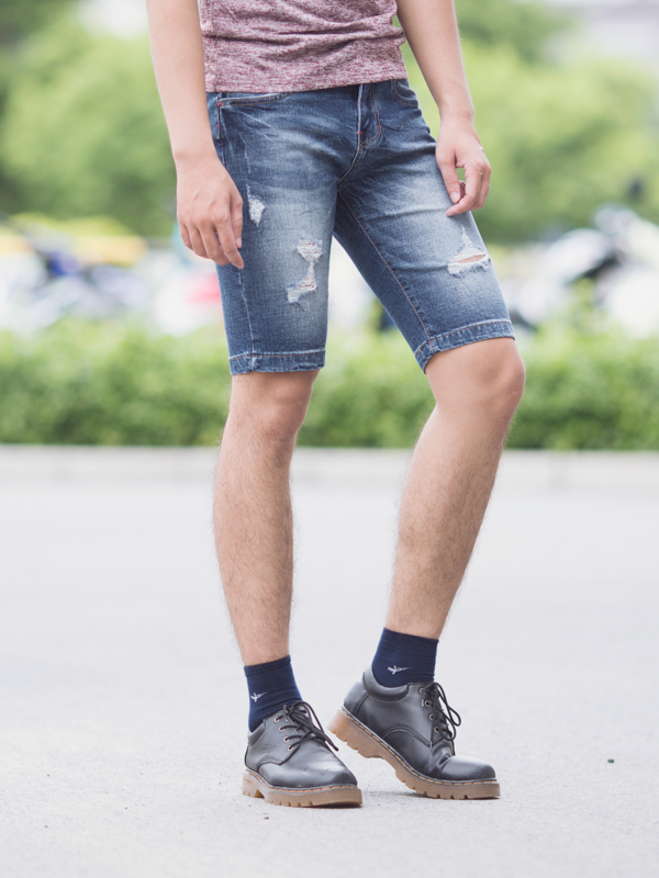 Quần short jean xanh dương đậm qs82 - 1
