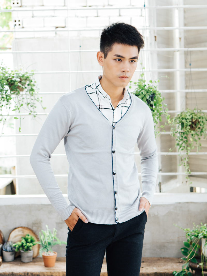 Áo cardigan len xám ac087 - 3
