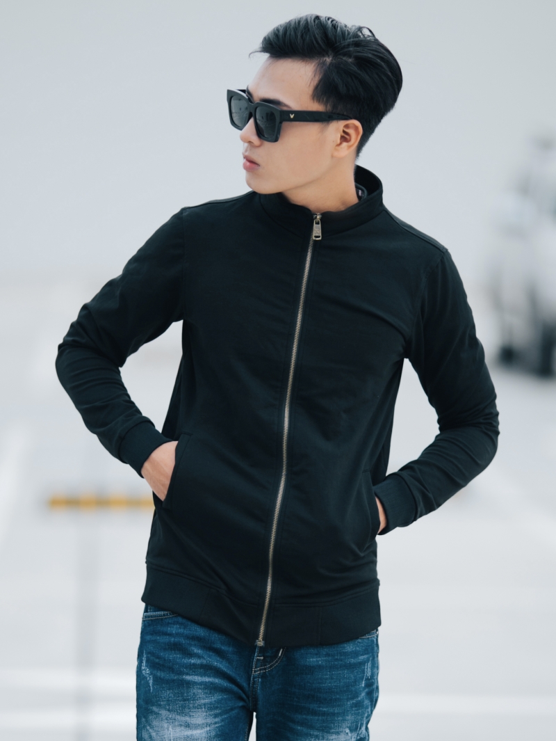 Áo khoác nỉ đen ak201 - 1