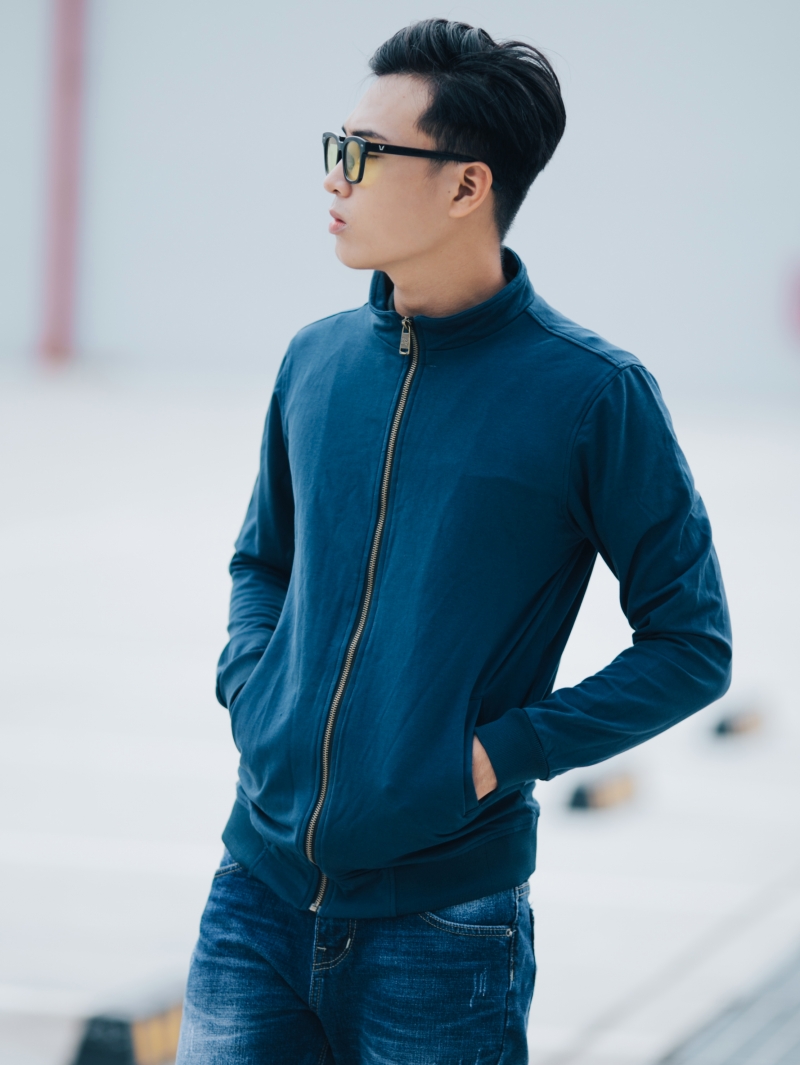 Áo khoác nỉ xanh đen ak201 - 2