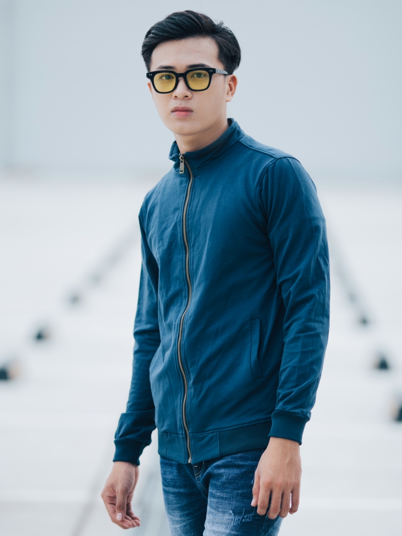 Áo khoác nỉ xanh đen ak201 - 1