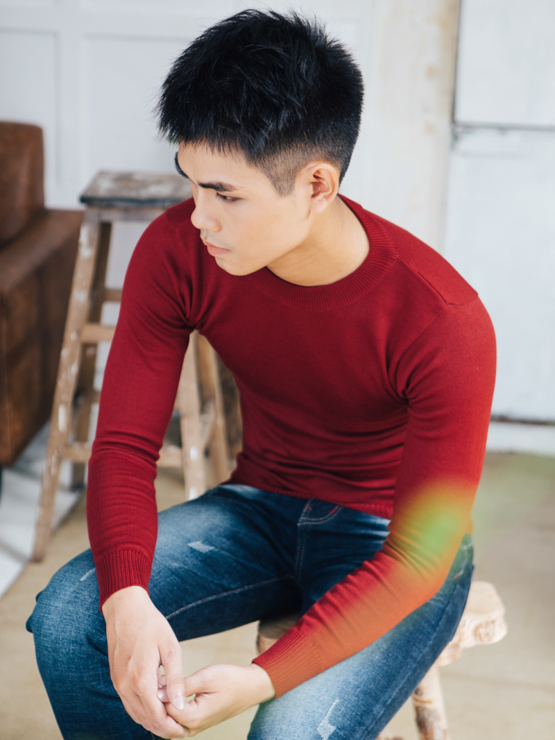 Áo len cổ tròn hàn quốc đỏ al82 - 4