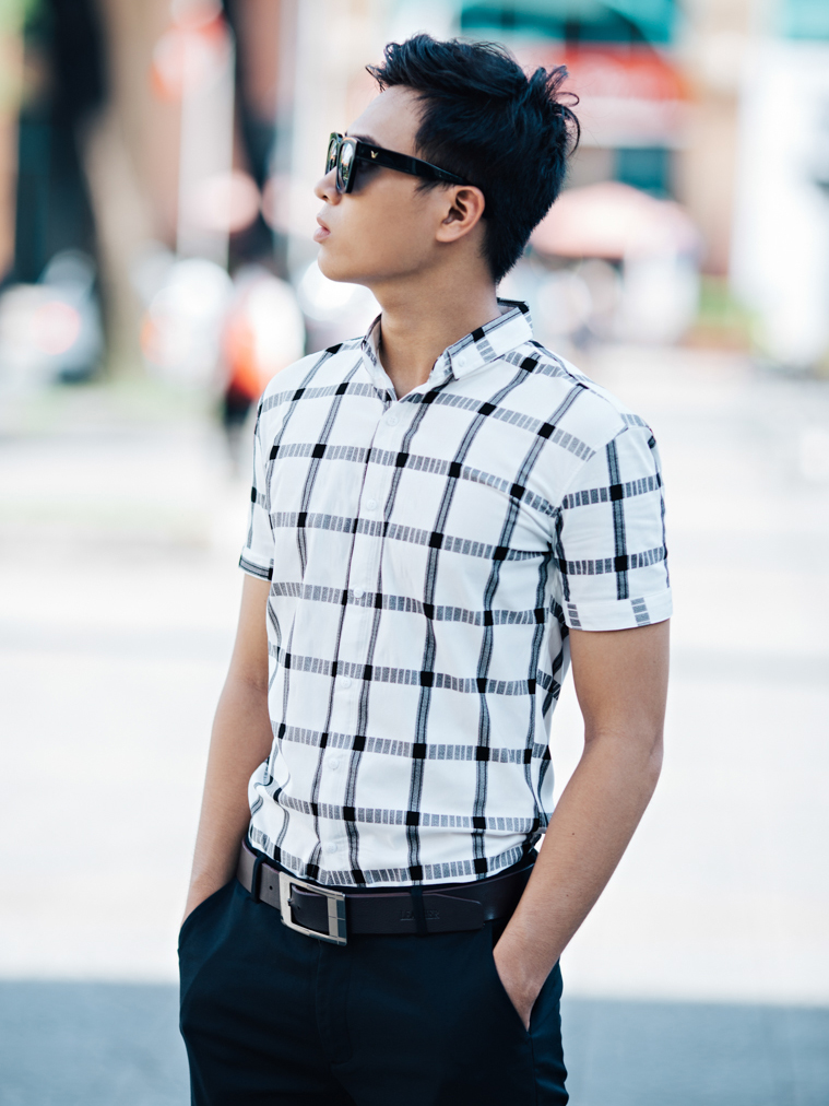Áo sơ mi ca rô đen asm831 - 1