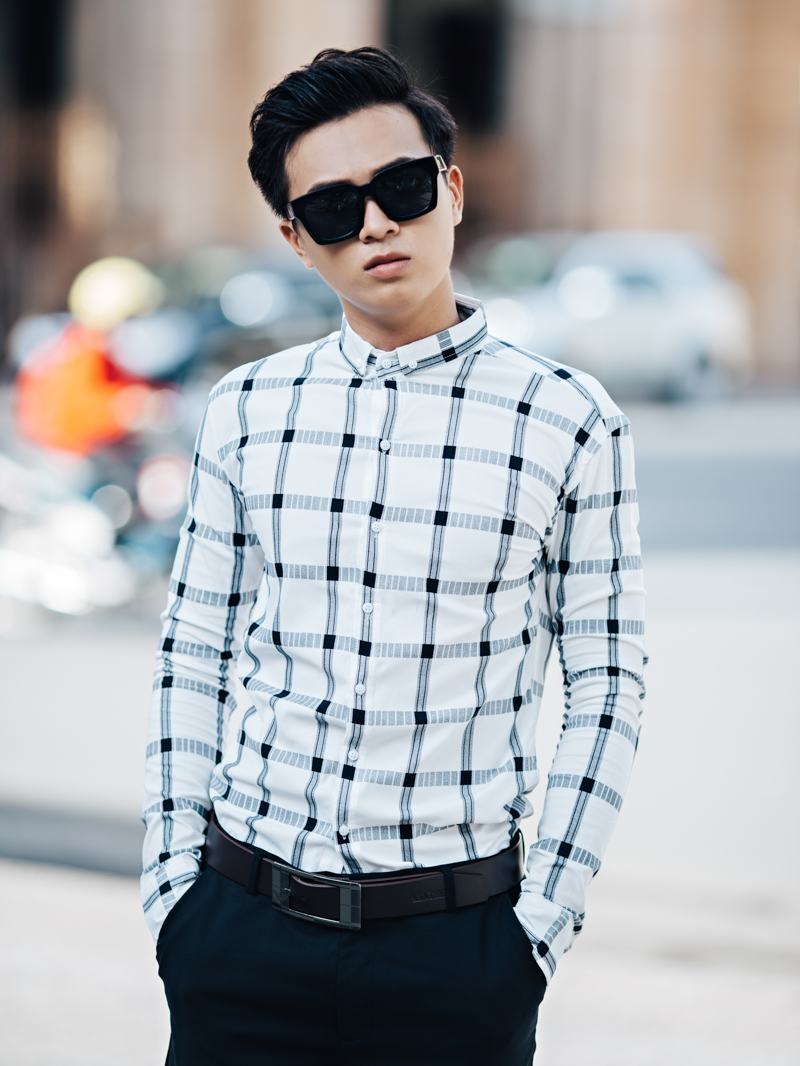 Áo sơ mi ca rô xanh đen asm832 - 2