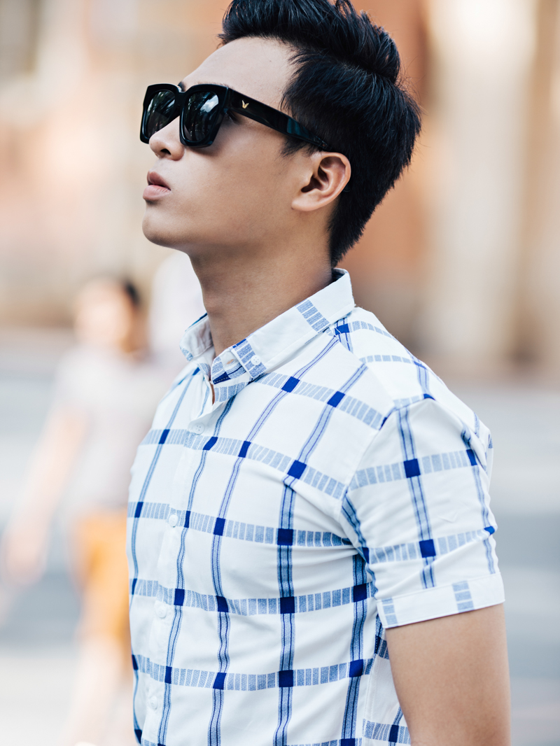 Áo sơ mi ca rô xanh dương asm831 - 3