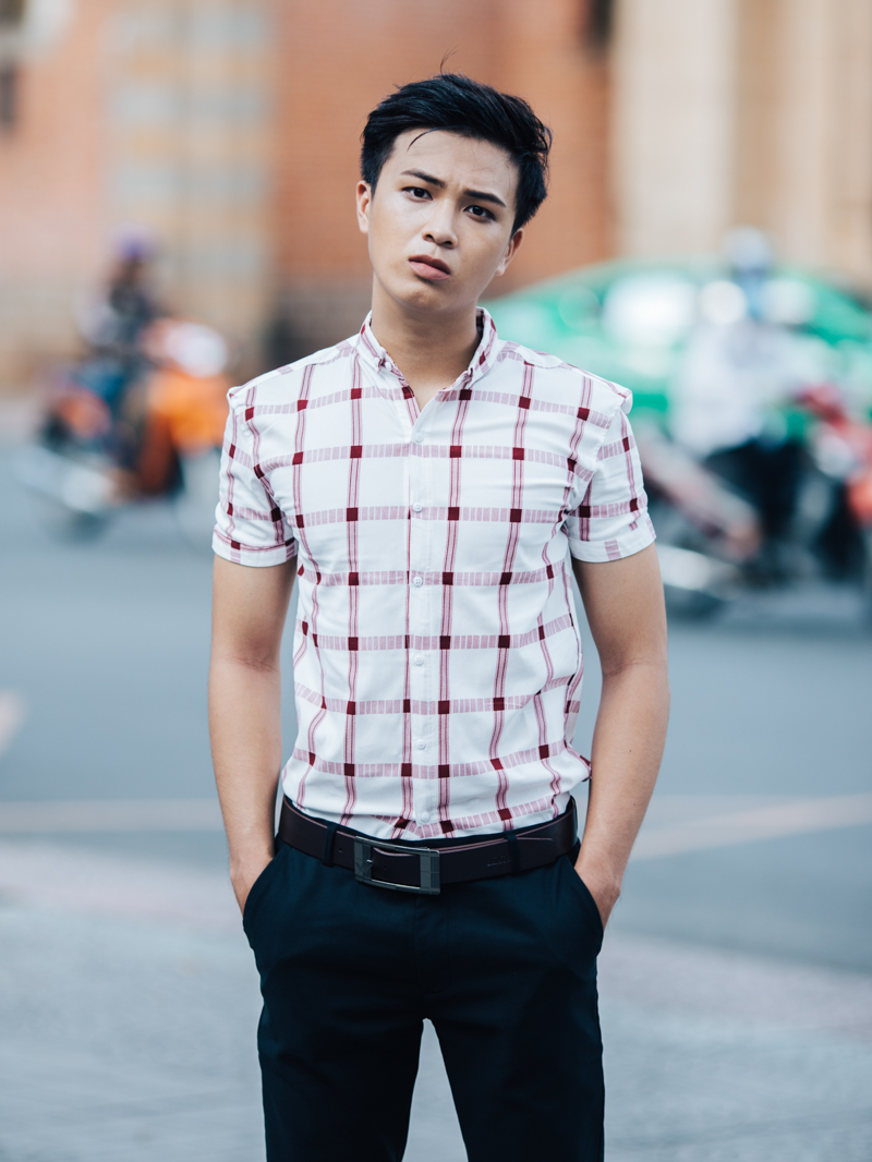 Áo sơ mi ngắn tay ca rô đỏ asm831 - 1