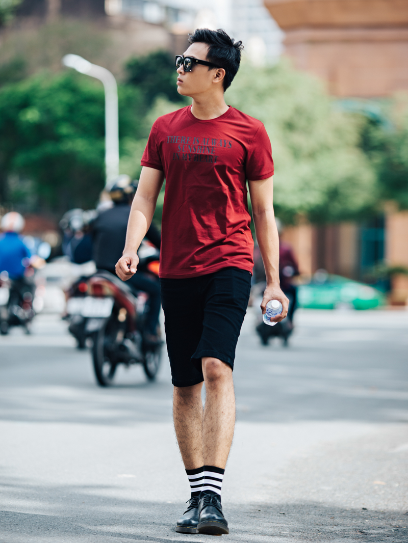 Áo thun cổ tròn đỏ đô at631 - 2