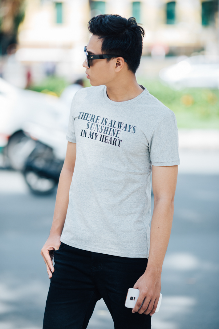 Áo thun cổ tròn xám chuột at631 - 3
