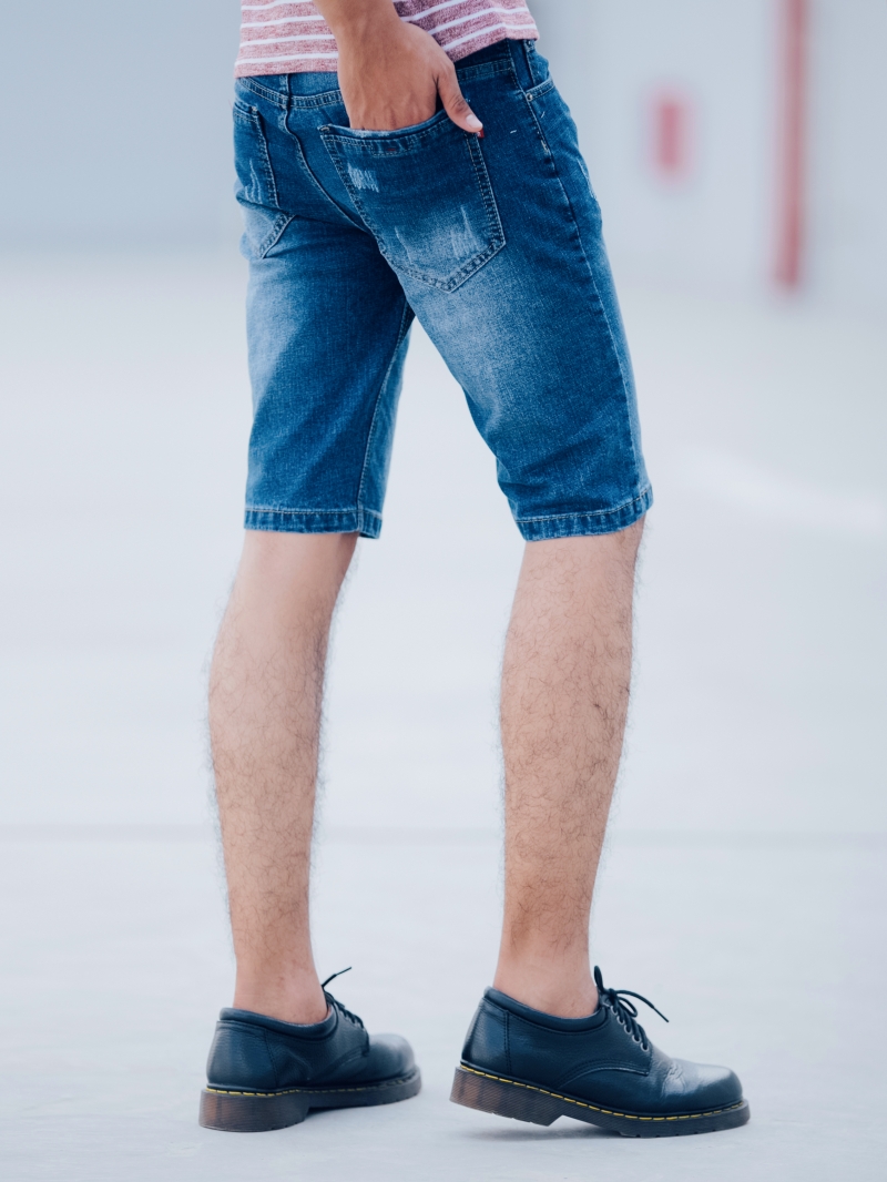 Quần short jean xanh đen đậm qs90 - 2