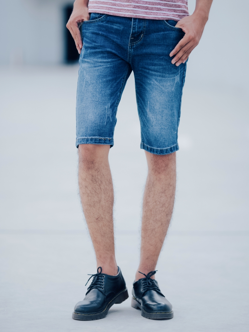 Quần short jean xanh đen đậm qs90 - 1