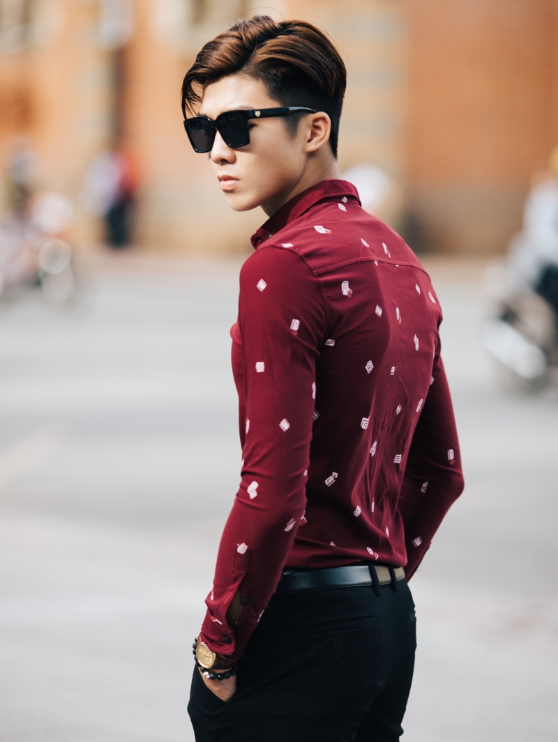 Áo sơ mi đỏ đô asm838 - 3