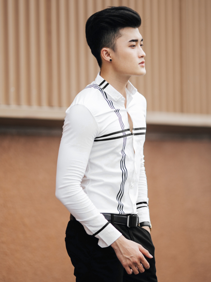 Áo sơ mi sọc đen asm840 - 2