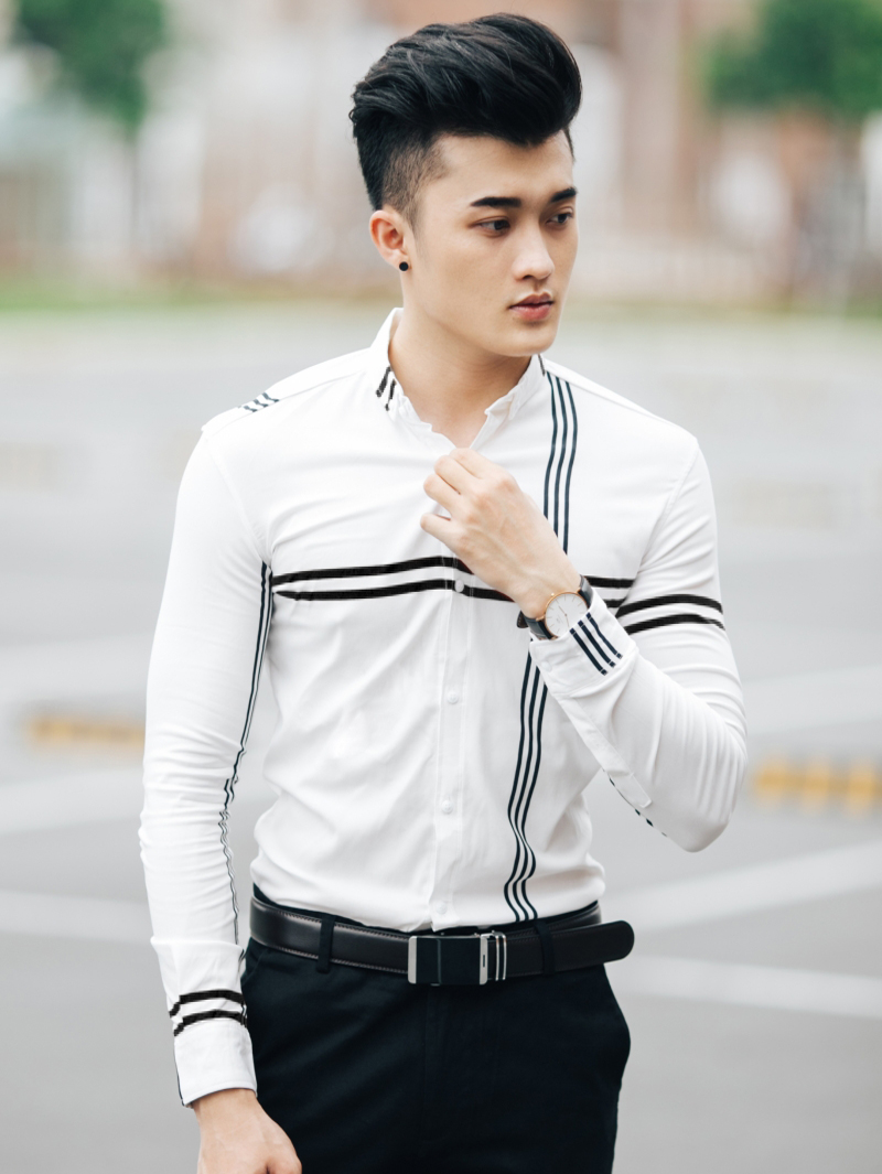Áo sơ mi sọc đen asm840 - 1