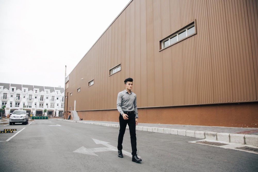 Áo sơ mi xám muối tiêu asm833 - 1