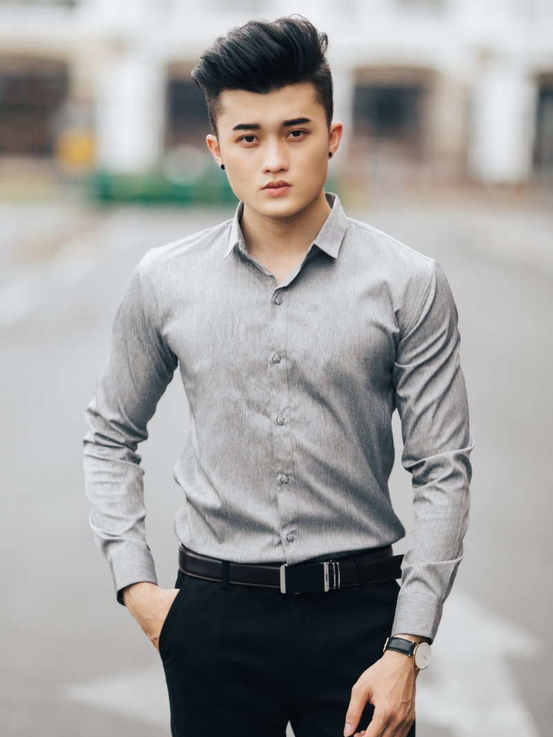 Áo sơ mi xám muối tiêu asm833 - 2