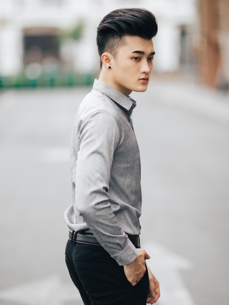 Áo sơ mi xám muối tiêu asm833 - 3