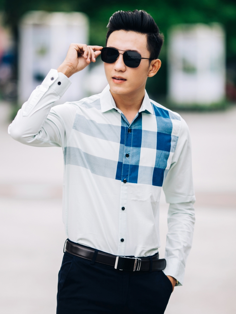 Áo sơ mi xanh ngọc asm844 - 1