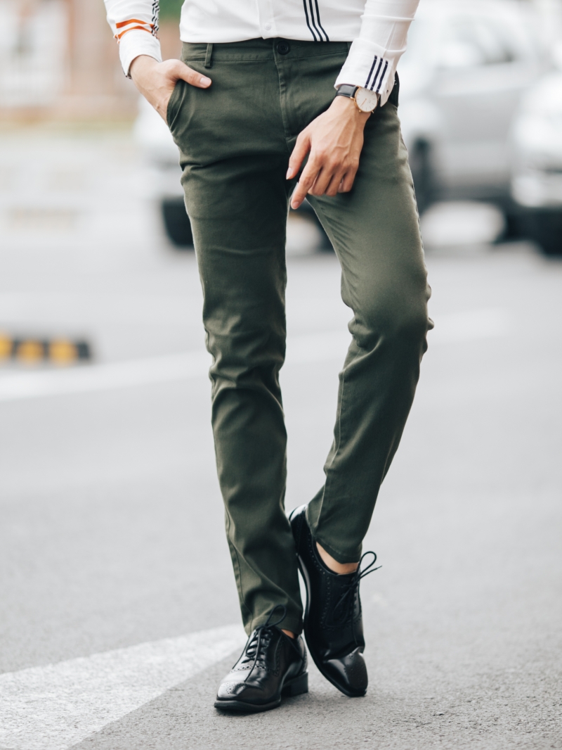 Quần kaki màu rêu qk161 - 1