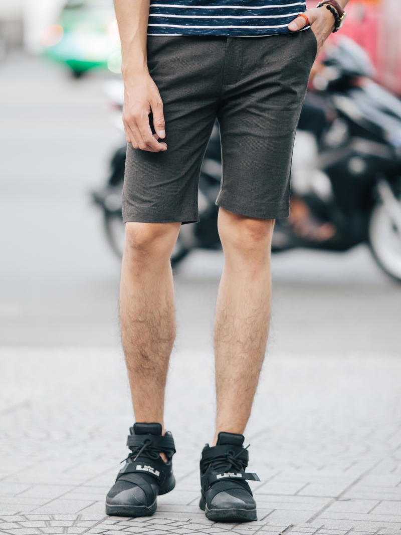 Quần short caro xám chuột đậm qs91 - 2