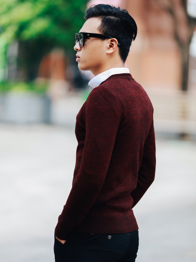 Áo len đỏ đô al107 - 3