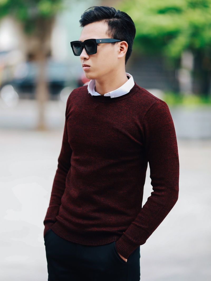 Áo len đỏ đô al107 - 2