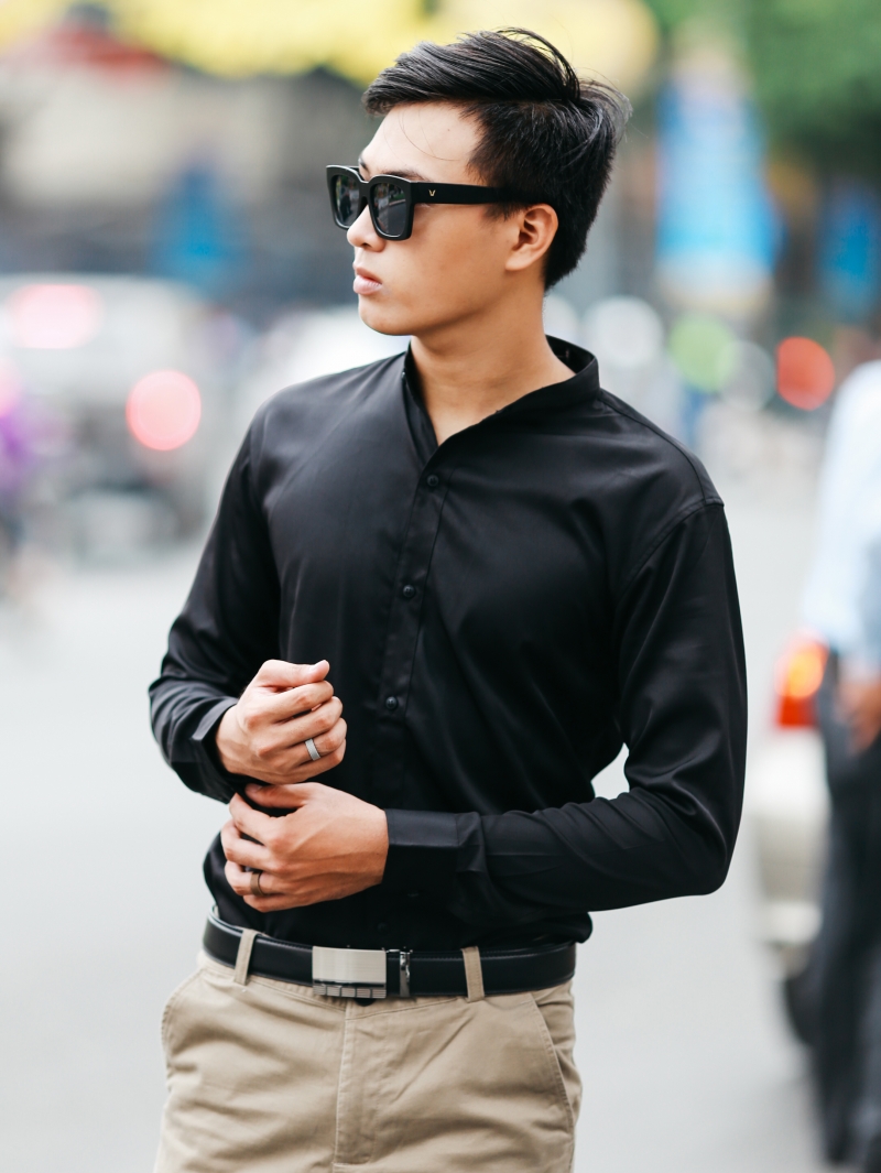 Áo sơ mi đen asm860 - 1