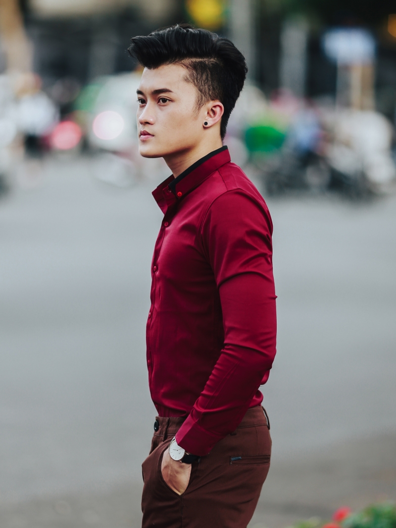 Áo sơ mi đỏ đô asm861 - 3