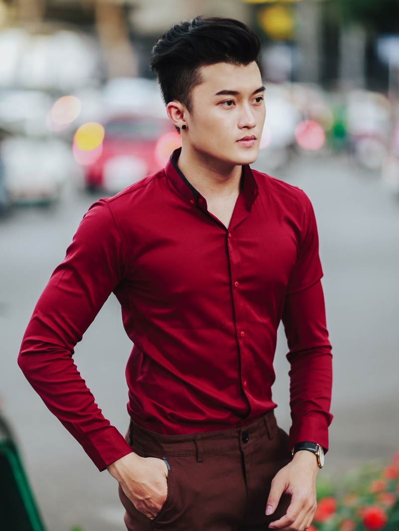 Áo sơ mi đỏ đô asm861 - 2