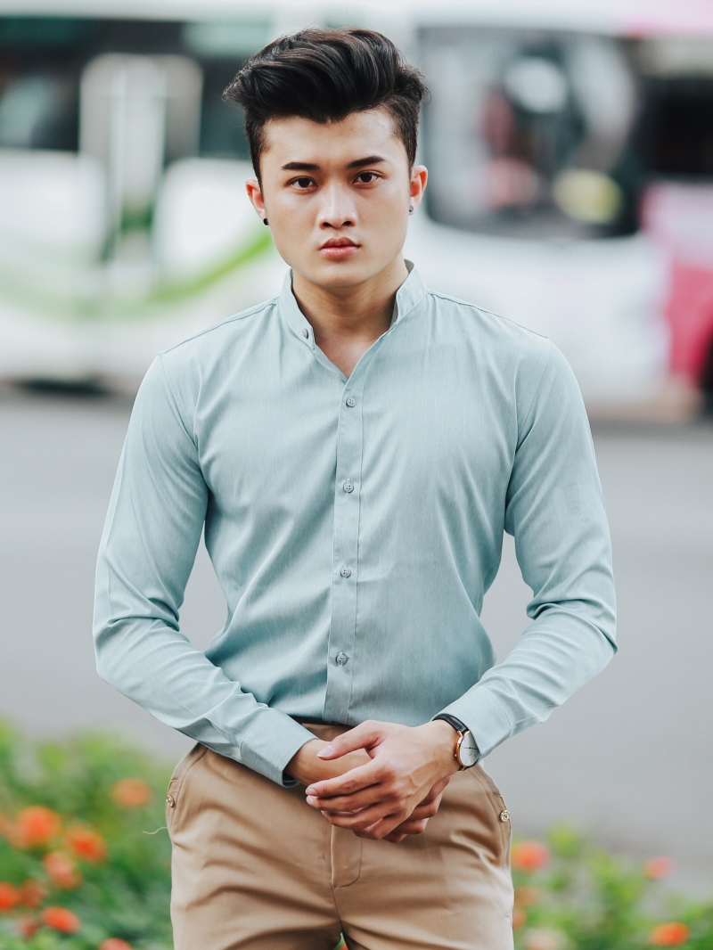 Áo sơ mi xanh lá cây asm860 - 1