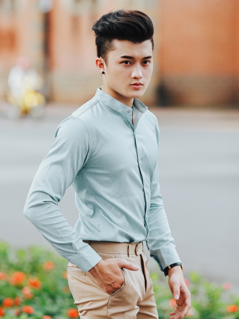 Áo sơ mi xanh lá cây asm860 - 3